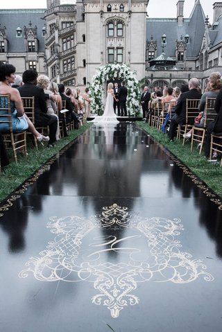 black wedding aisle runner