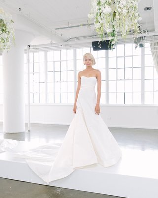 Look 3 by Marchesa Bridal FW18 marchesa-bridal-fall-2018-collection-wedding-dress-strapless-wedding-dress-full-skirt-train-waist