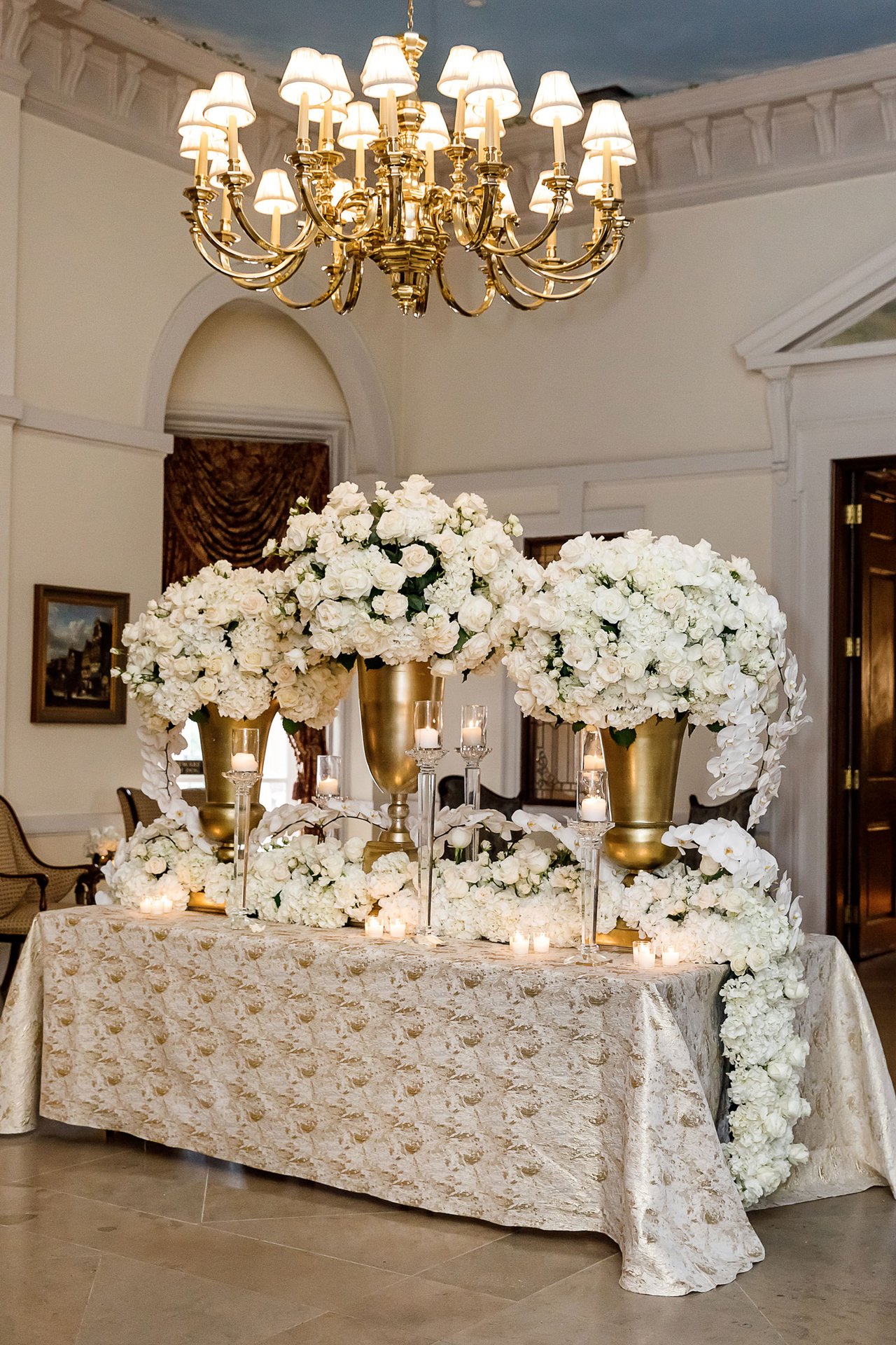 Reception Entrance Table with Large Florals
