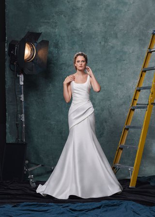 "Salma" by Sareh Nouri sareh-nouri-fall-2019-bridal-collection-wedding-dress-salma-draped-trumpet-gown-scoop-neckline