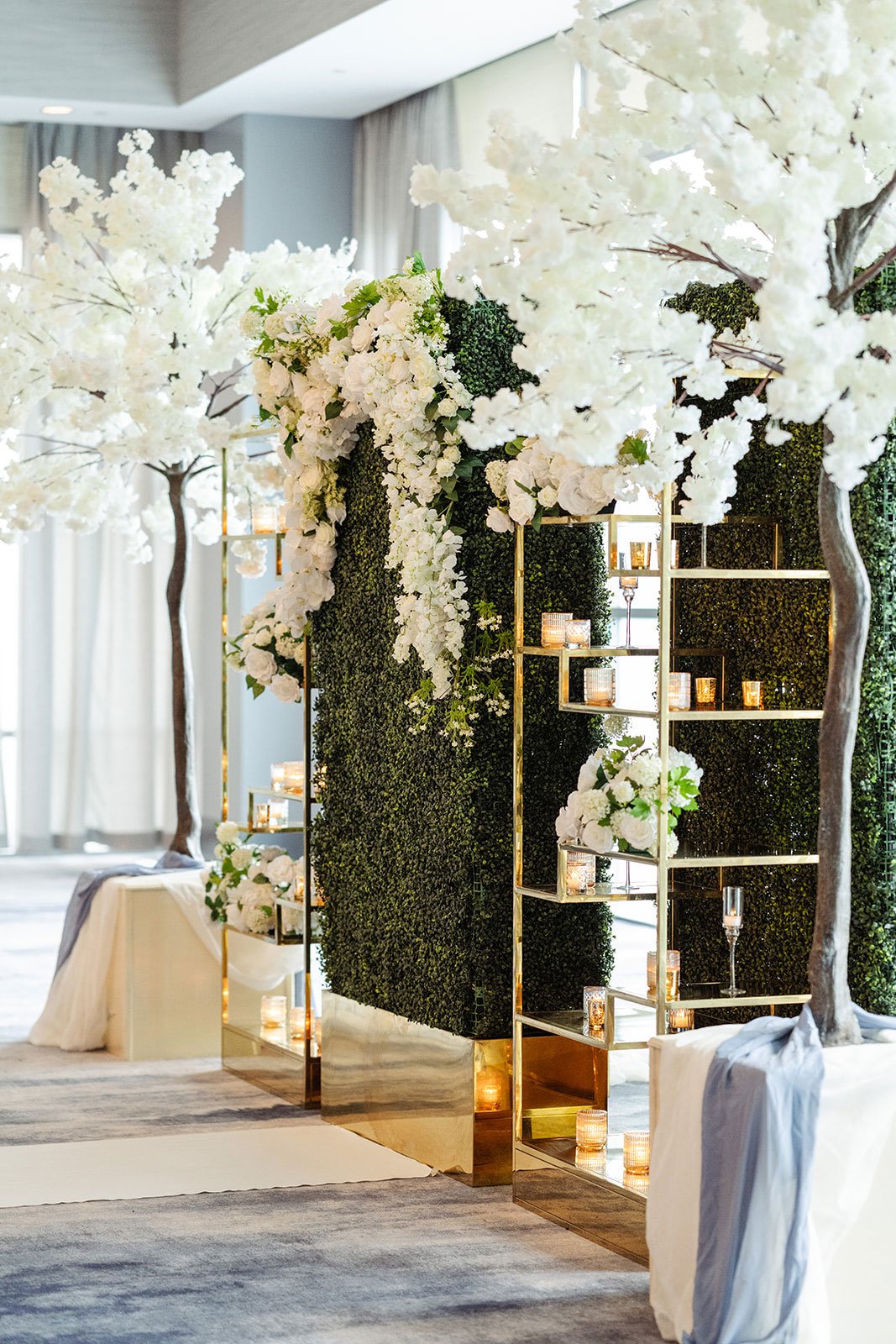 Wall Ritual White Trees & Greenery Wall Ceremony