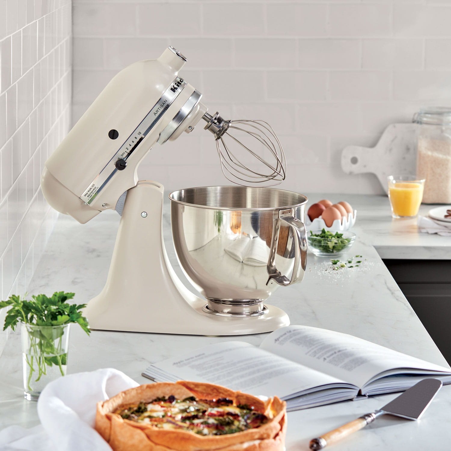 KitchenAid Artisan Series 5-quart tilt-head stand mixer in matte Milkshake crate and barrel wedding registry ideas