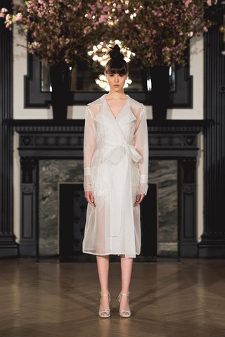 "Hailey Coat" by Ines Di Santo ines-di-santo-spring-2019-bridal-collection-wedding-dress-hailey-coat-organza-trench-bridal