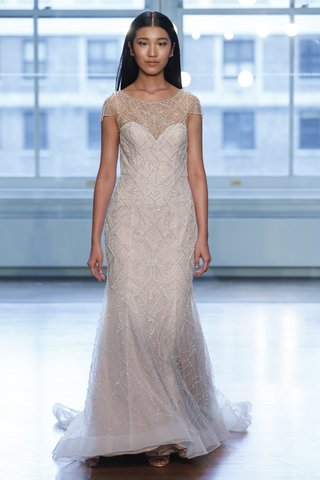 99048 by Justin Alexander 99048-by-justin-alexander-geometric-beaded-fit-and-flare-gown-with-cap-sleeves