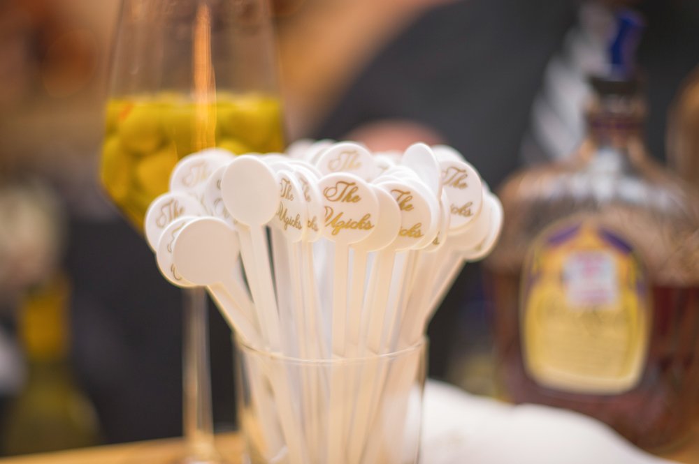 Personalized Cocktail Stirrers with Couple's Last Name