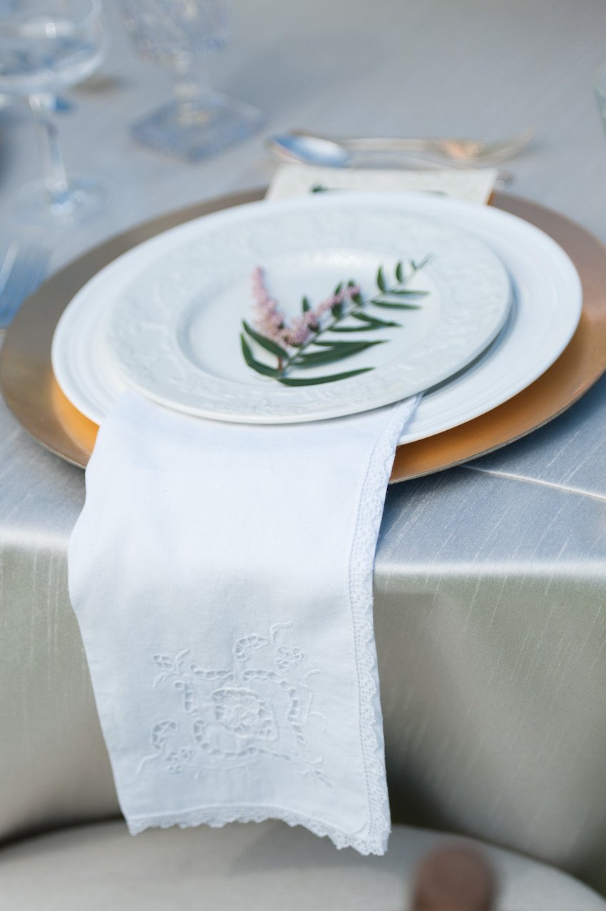 Place Setting with Embroidered Napkin