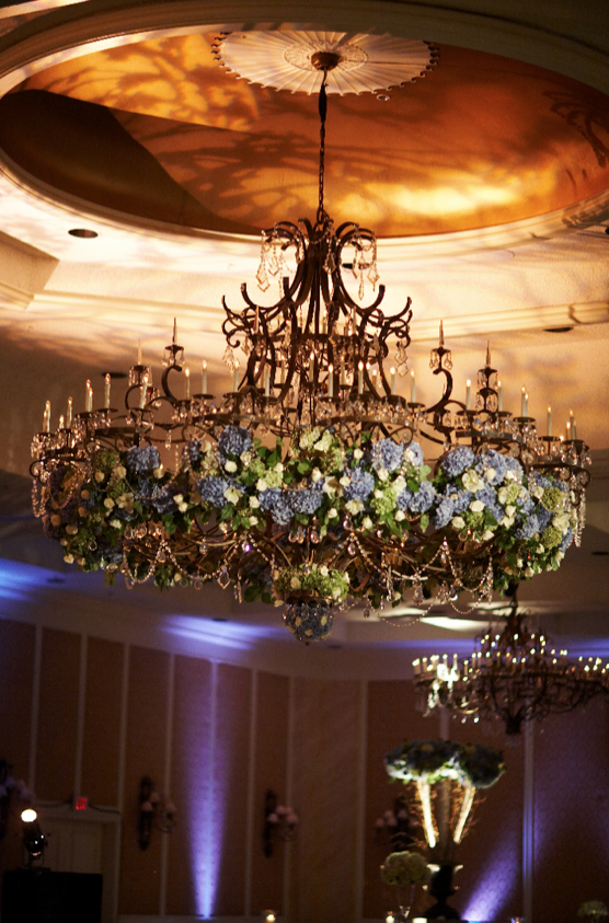 Hydrangea-Embellished Chandelier
