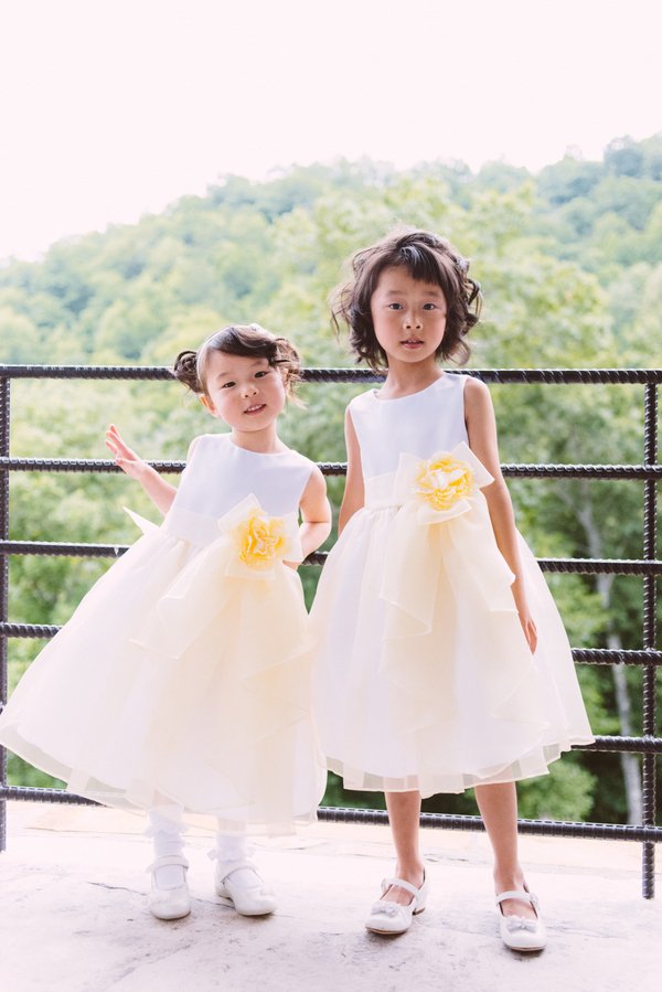 yellow and white flower girl dresses