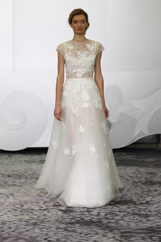 "Inara" Dress rivini-inara-a-line-sheer-gown-with-short-sleeves-and-floral-embroidery