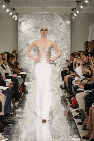 "Neyteri" by THEIA theia-spring-2017-neyteri-wedding-dress-silk-crepe-skirt-with-crystal-sheer-silver-corset-top