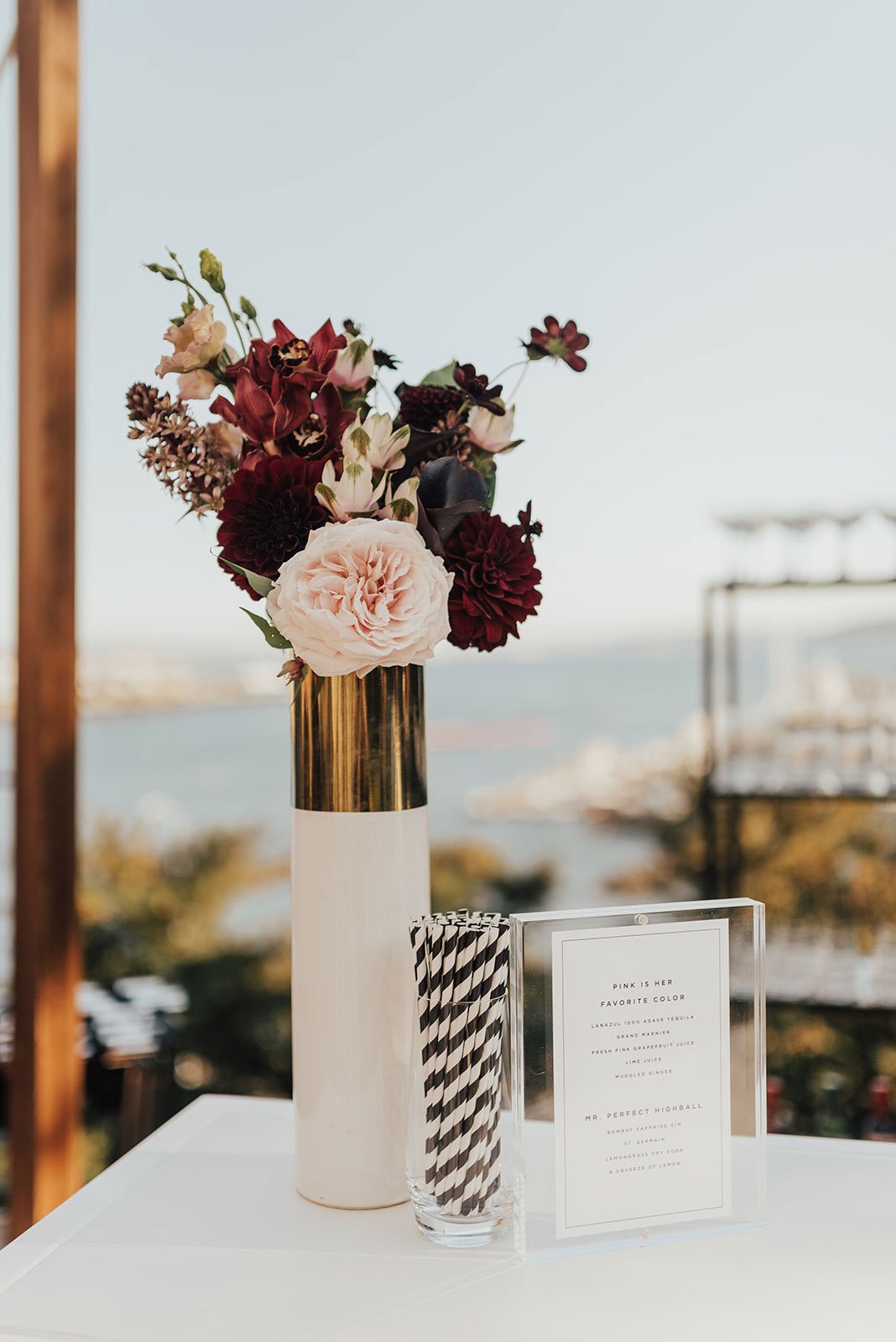 Black, White, Gold & Burgundy Bar Décor