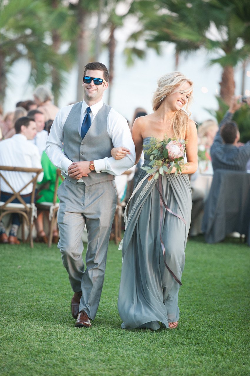 Long Grey Bridesmaid Dress & Suit