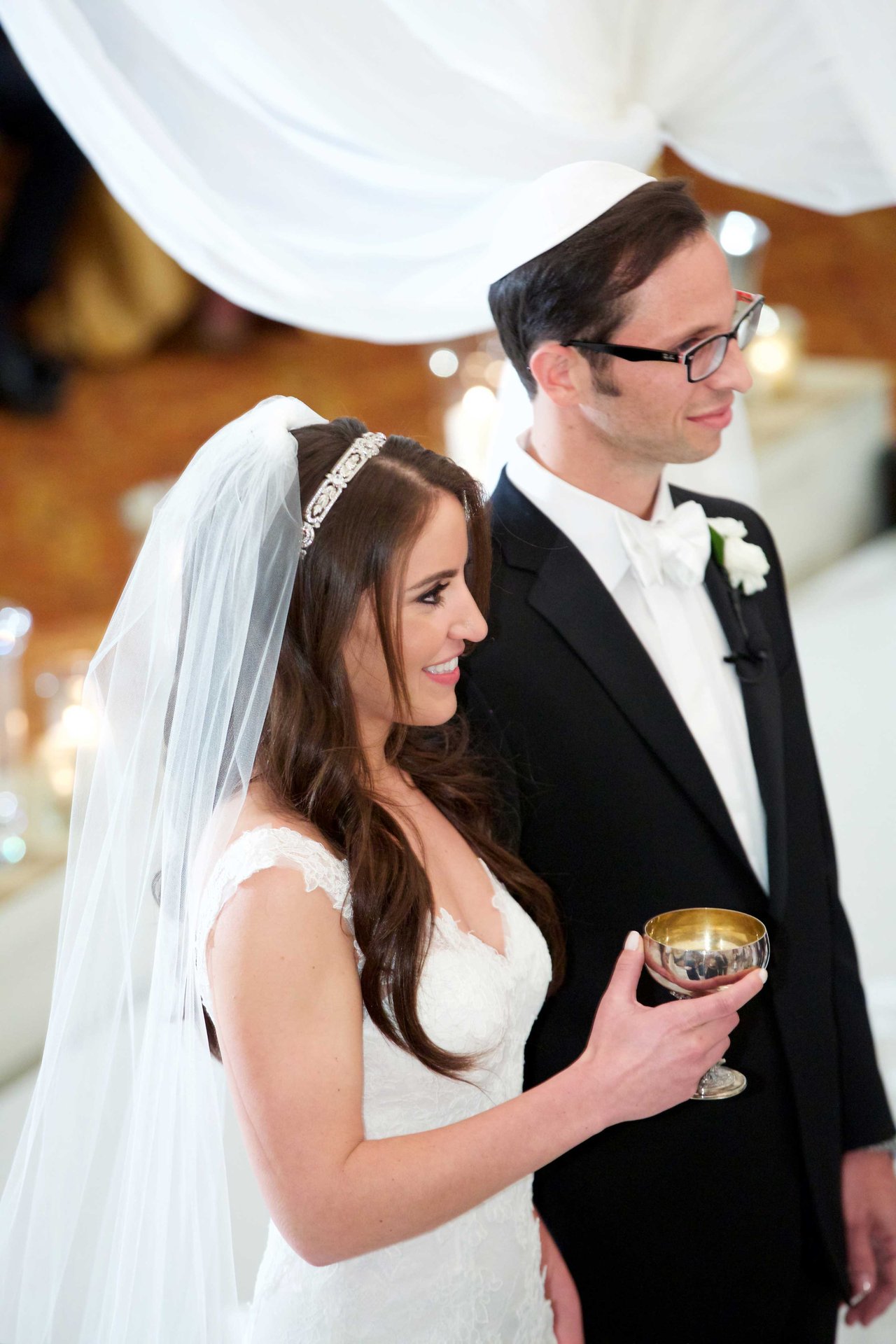 Bride & Groom with Kiddush Cup at Ceremony