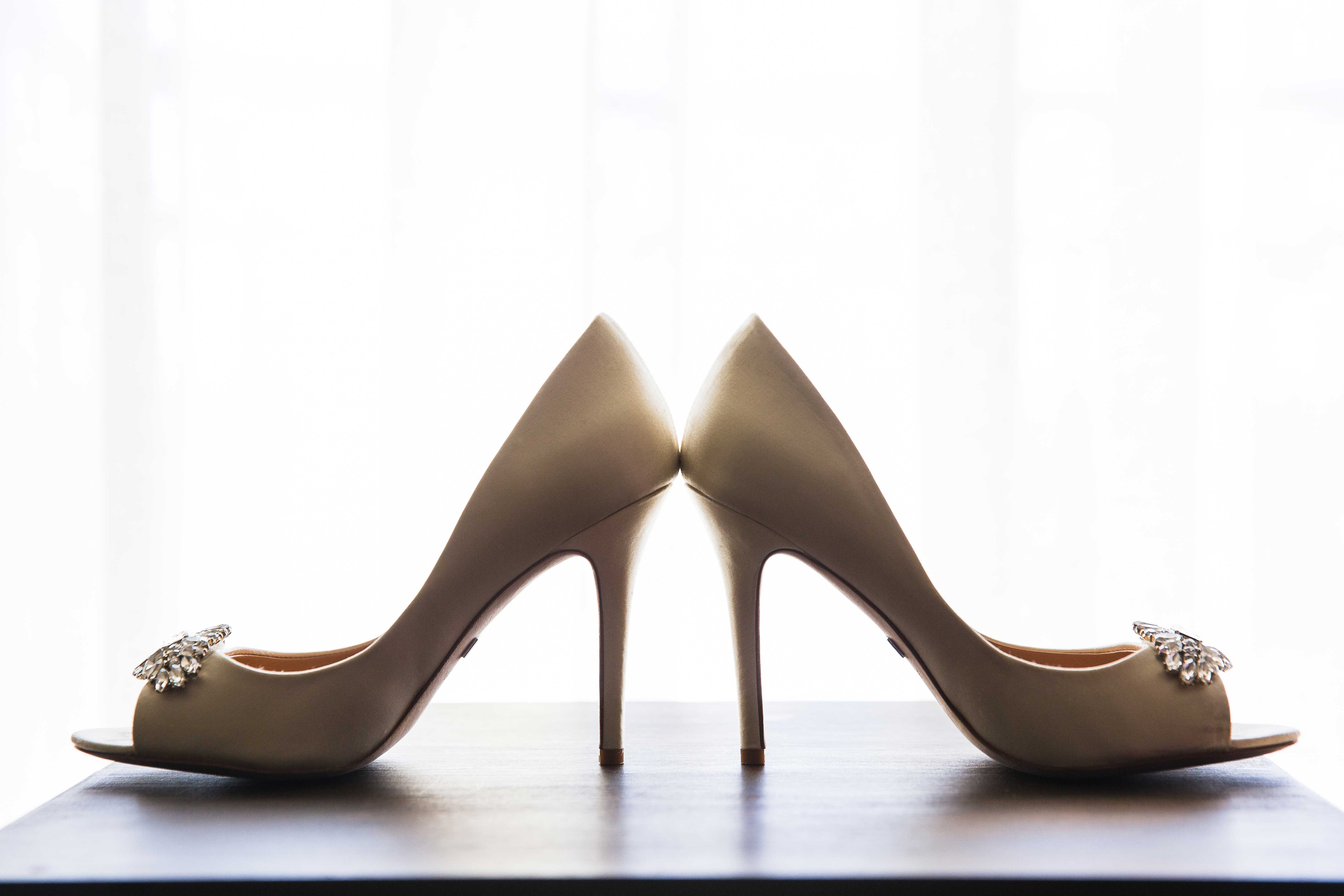 champagne peep toe shoes