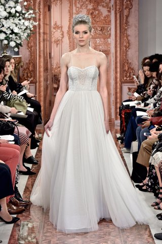 "Elizabeth" by THEIA jordan-by-theia-spring-2019-ivory-crepe-fitted-gown-with-embroidered-silver-bullion-pearl-scroll