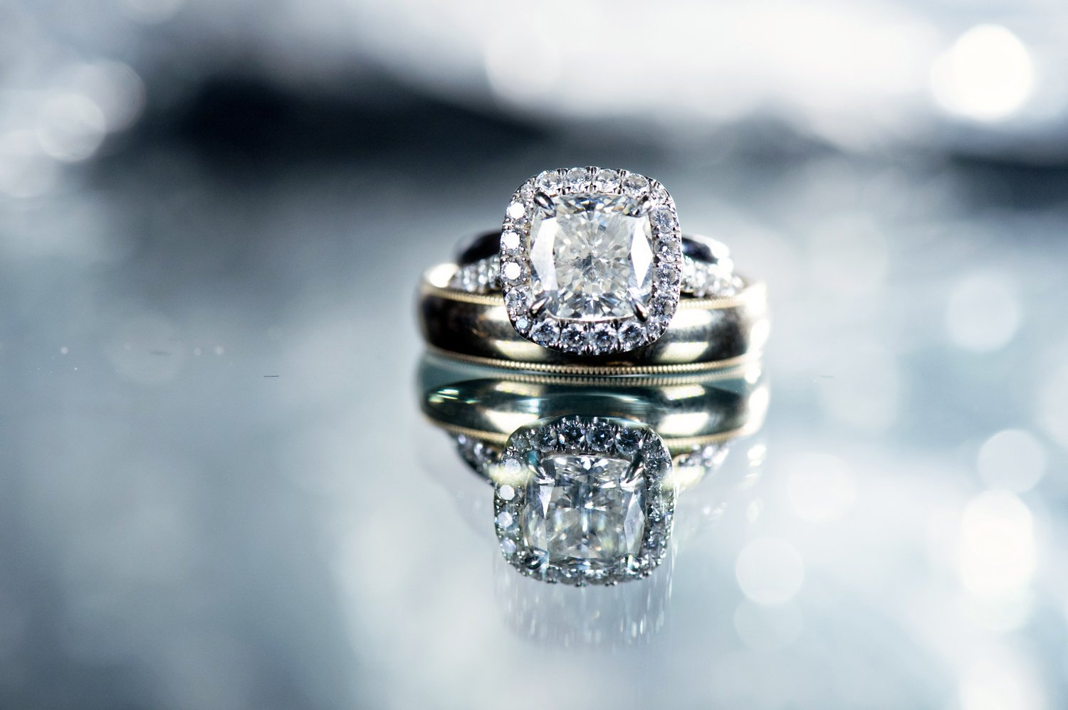 Silver Wedding Band and Engagement RIng