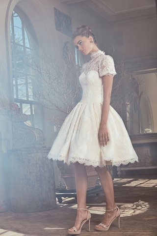 "Otto" by Sareh Nouri sareh-nouri-spring-2019-swan-lake-collection-wedding-dress-otto-short-sleeve-high-neck-cocktail