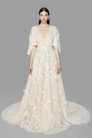 Look 5 Marchesa look-5-marchesa-fall-2017-a-line-gown-3d-floral-threadwork-embroidered-tulle-plunging-v-neck-cape