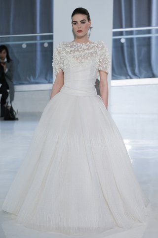 "Alessia" by Peter Langner alessia-by-peter-langner-spring-2018-ball-gown-silk-organza-raffia-deep-v-floral-embroidered-stole