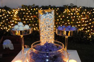 Purple & Silver Dessert Bar colorful-dessert-bar-in-front-of-twinkle-lights
