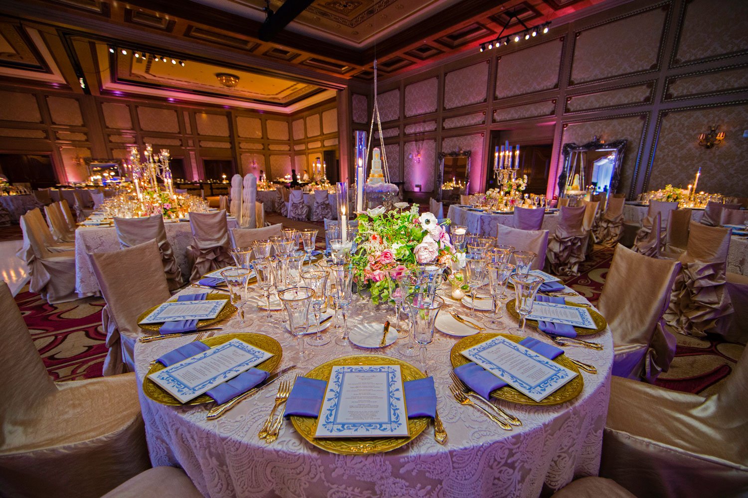 Gold Charger Plates on Round Table