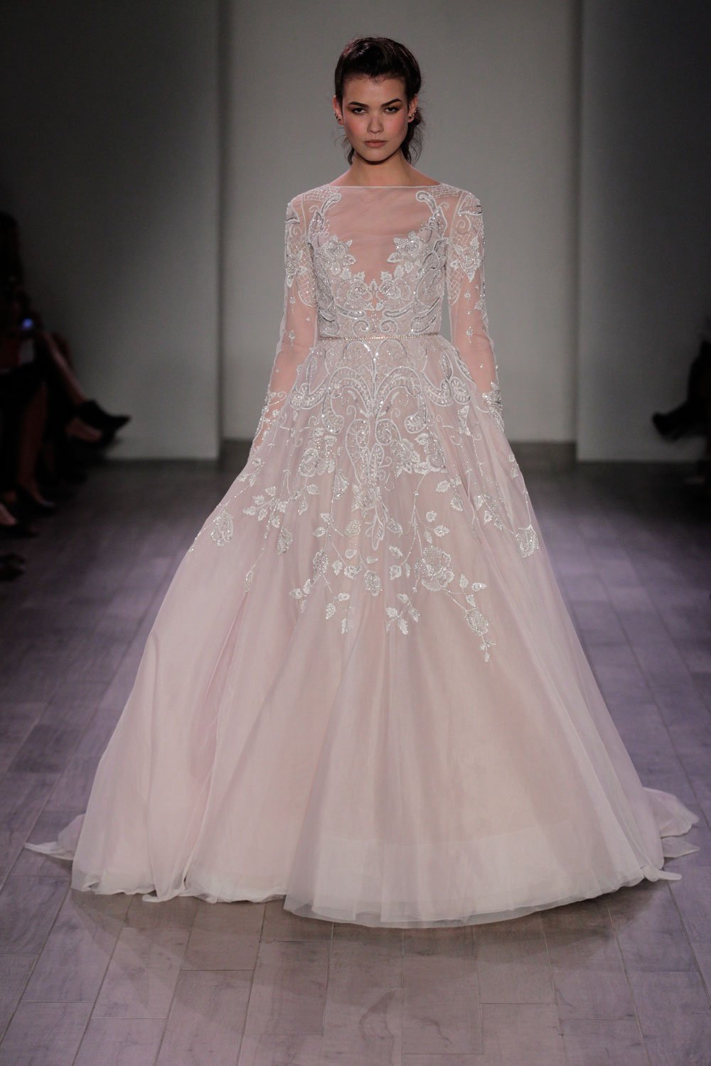 Hayley Paige Striped Wedding Dress Long Sleeve Ball Gown By Hayley Paige  2016