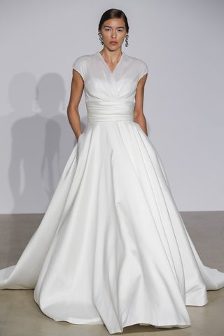 Look 17 by Justin Alexander justin-alexander-fall-2018-organza-draped-illusion-v-neck-ball-gown-with-pockets