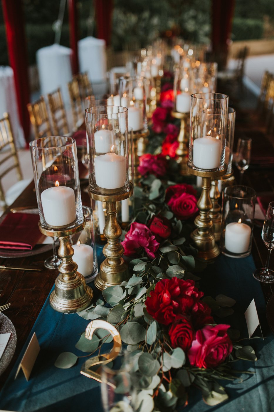 Long Floral Runner with Candles