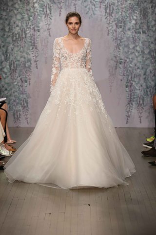 Look 14 by Monique Lhuillier Fall 2016 long-sleeve-illusion-bodice-with-a-line-skirt-by-monique-lhuillier-fall-2016