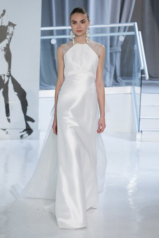 "Laurence" by Peter Langner laurence-by-peter-langner-spring-2018-a-line-gown-silk-shantung-mikado-halter-neckline-organza-train