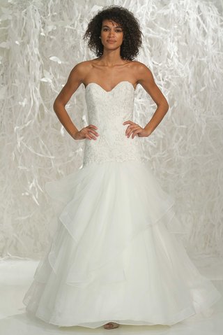 "Dorothy" by Wtoo Brides wtoo-brides-2016-strapless-trumpet-wedding-dress-with-drop-waist-bodice-and-layered-skirt
