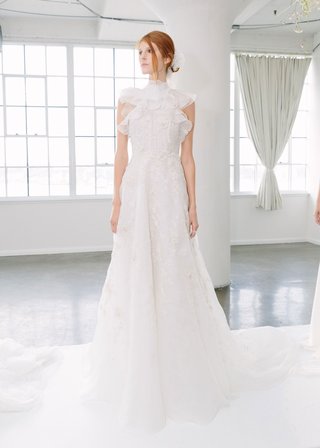 Look 8 by Marchesa Bridal FW18 marchesa-bridal-fall-2018-collection-wedding-dress-high-neck-ruffle-bridal-gown-skirt