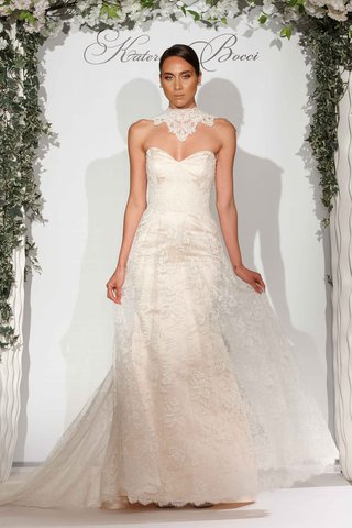 "Keira" by Katerina Bocci katerina-bocci-2017-bridal-collection-keira-mermaid-wedding-dress-strapless-lace-chantilly-alencon