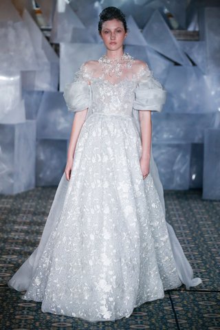 "Laya" by Mira Zwillinger mira-zwillinger-spring-2019-wedding-dress-laya-ball-gown-illusion-neckline-sequin-sleeves-billow