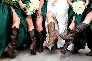 Cowboy Boots bridesmaids-and-bride-at-rustic-wedding-with-cowboy-boots