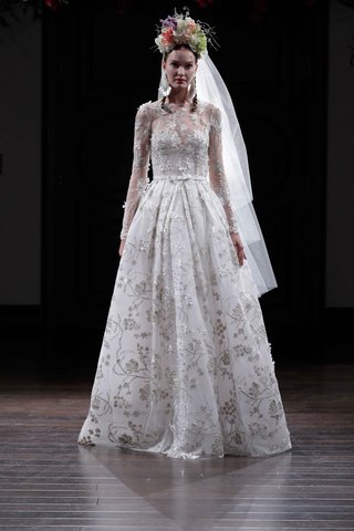 "Palma" by Naeem Khan silver-embroidery-long-sleeve-ball-gown-wedding-dress-by-naeem-khan-fall-2016