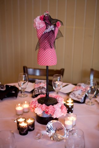 Pink and Black Centerpiece polka-dot-mannequin-centerpiece