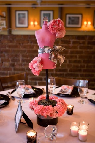 Pink Dress Form Centerpiece pink-and-black-mannequin-centerpiece