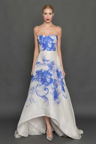 "Nala" by Francesca Miranda francesca-miranda-fall-2017-nala-high-low-silk-organza-blue-floral-print