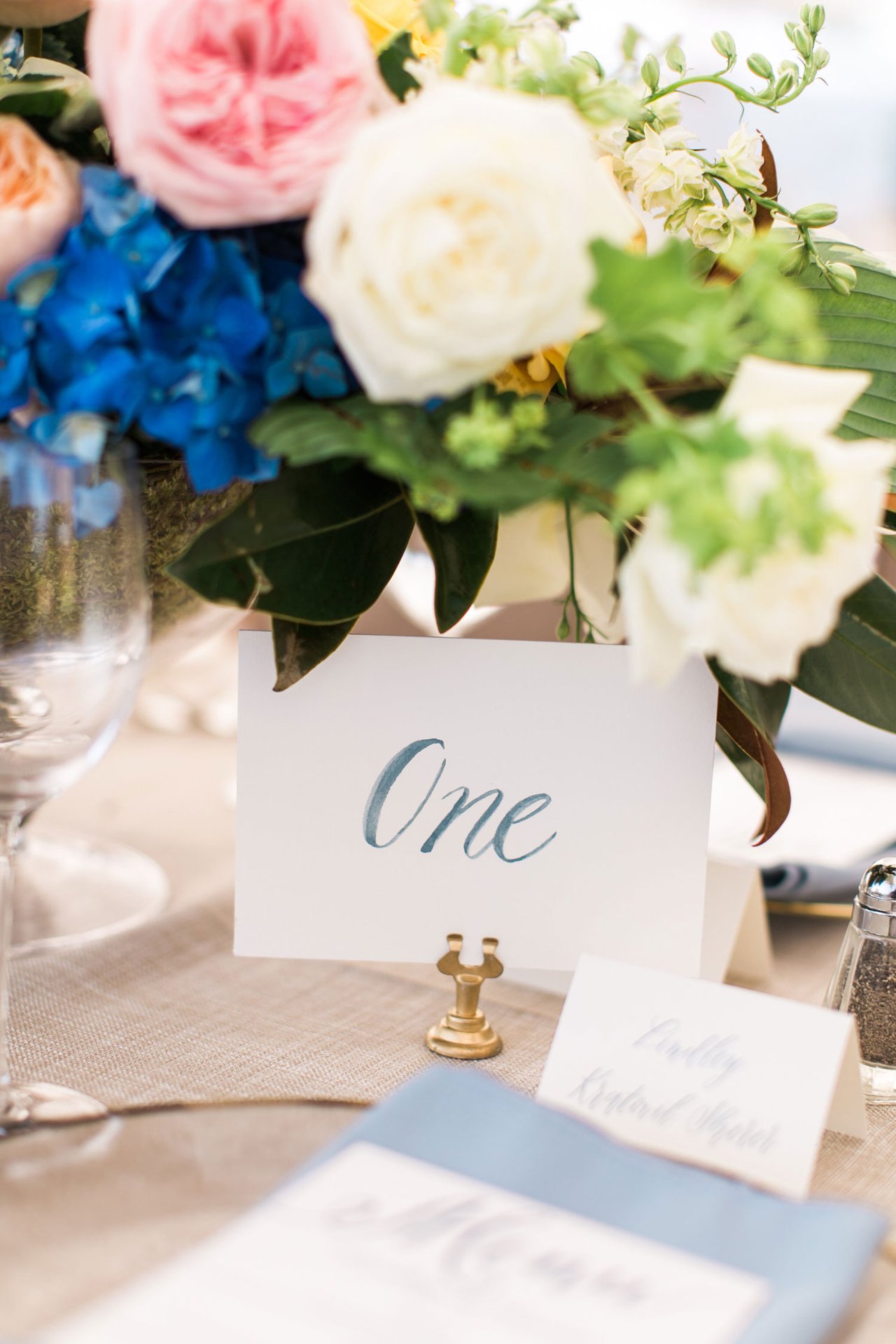 Calligraphy Table Number on Gold Stand