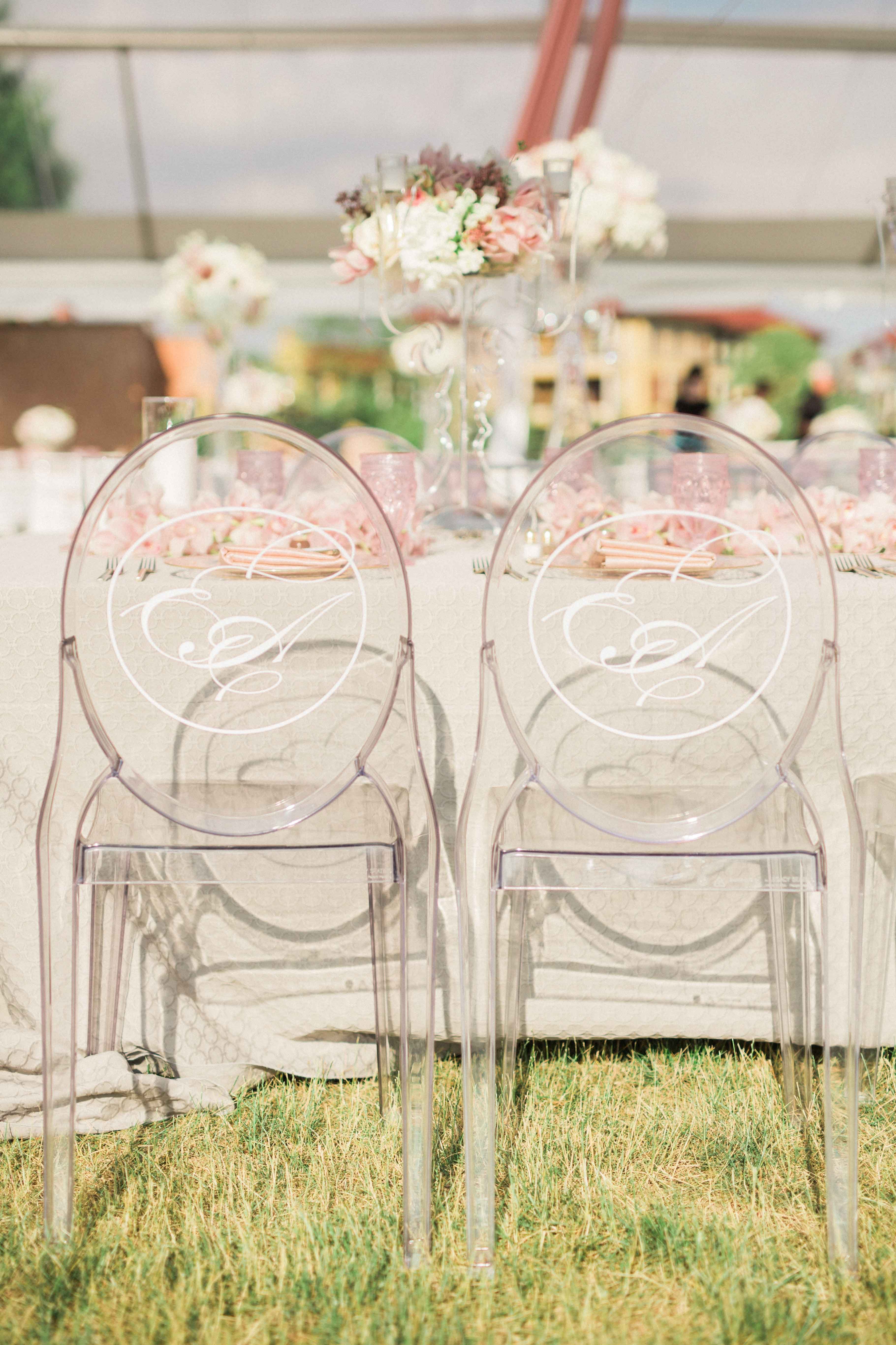 Monogrammed Ghost Chairs