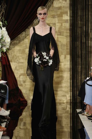 "Ophelia" by THEIA Fall 2016 ophelia-black-wedding-dress-with-chantilly-lace-ruffle-by-theia
