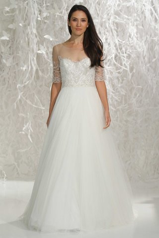 "Nelly" by Wtoo Brides wtoo-brides-2016-half-sleeve-illusion-wedding-dress-with-a-line-skirt