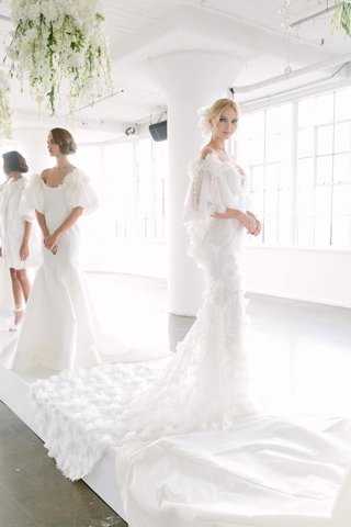 Look 12 by Marchesa Bridal FW18 marchesa-bridal-fall-2018-collection-wedding-dress-off-shoulder-bridal-gown-applique-long-train