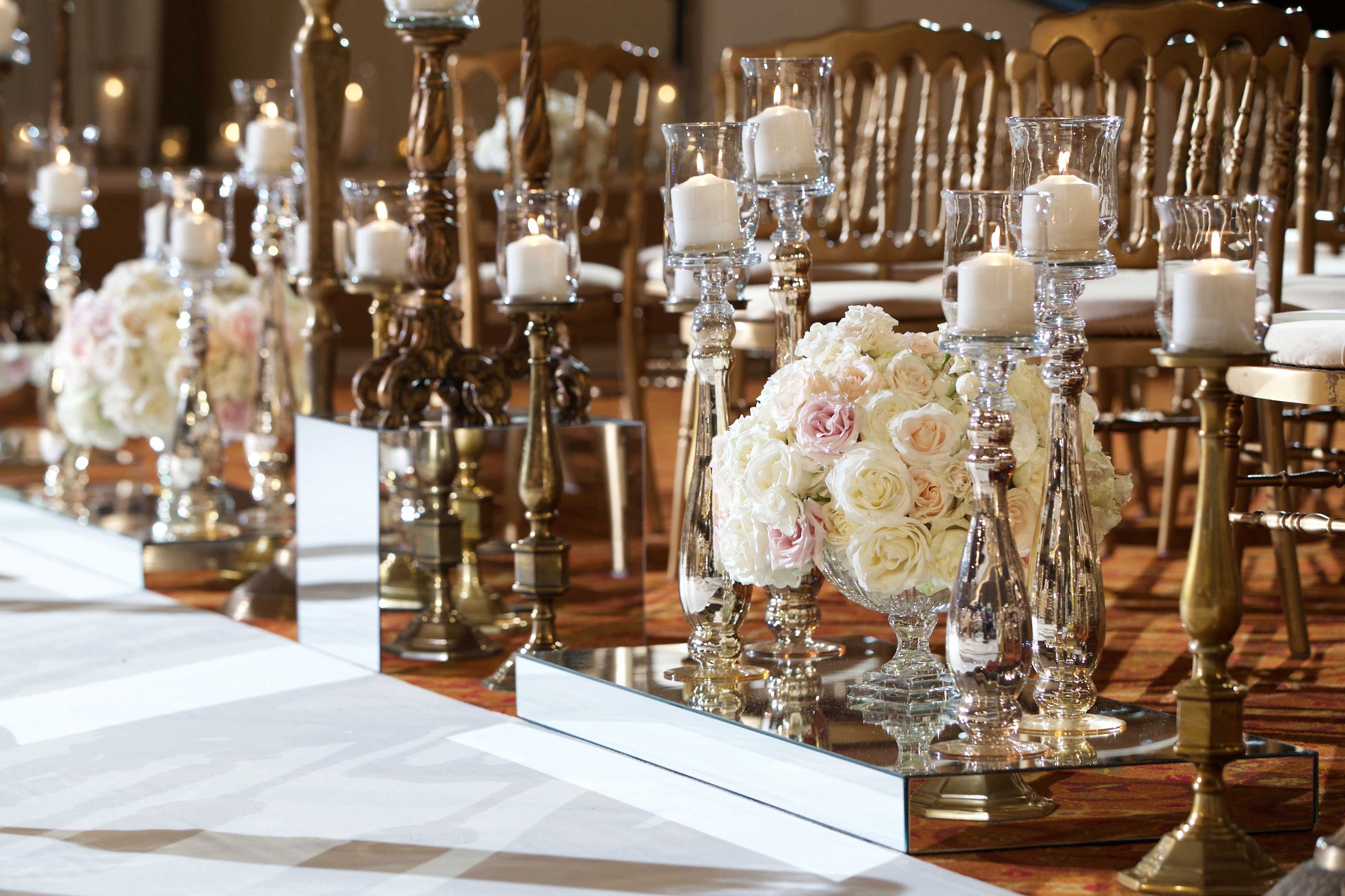 Roses & Candles Along Aisle