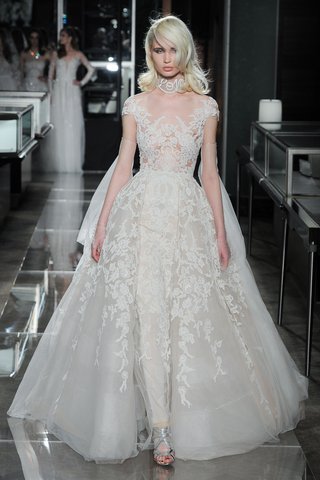 "Couture 3" by Reem Acra a-lace-embroidered-gown-with-an-attached-kankan-overskirt-by-reem-acra