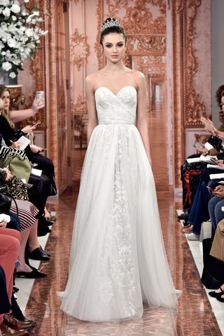 "Madalyn" by THEIA madalyn-by-theia-spring-2019-nude-strapless-ball-gown-tulle-layered-over-floral-silk-organza