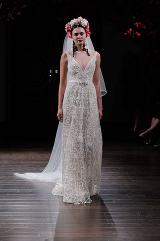 "Inza" by Naeem Khan deep-v-sleeveless-wedding-dress-by-naeem-khan-fall-2016