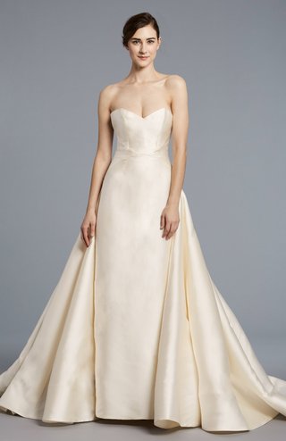 "Radziwill" by Anne Barge anne-barge-spring-2018-collection-strapless-architecturally-seamed-sheath-dress-attached-over-skirt