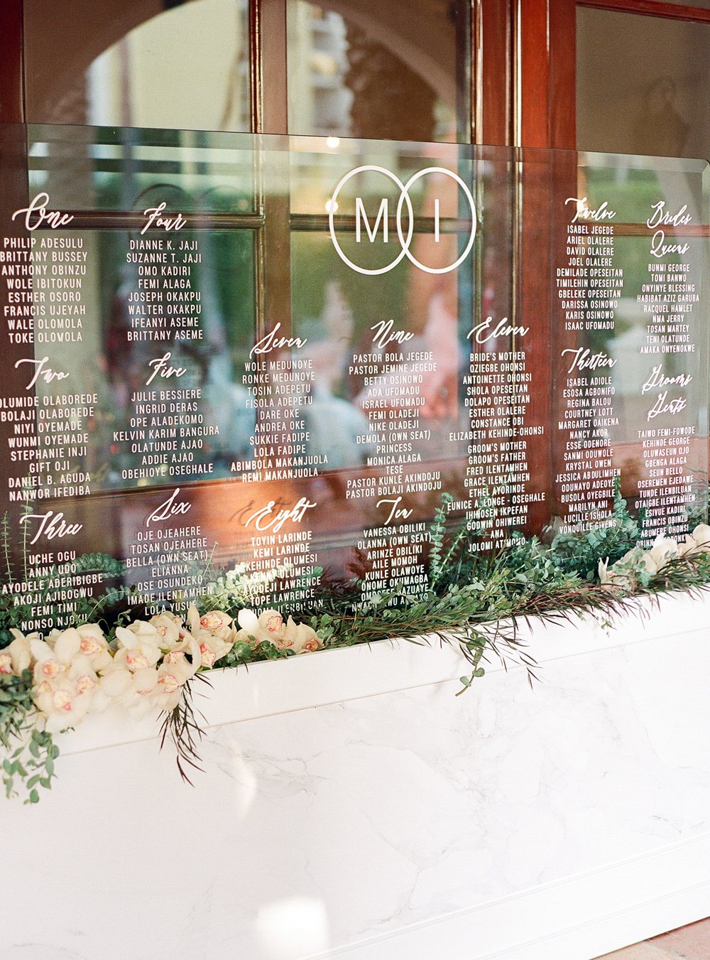 Acrylic Seating Chart with Orchids